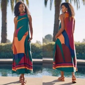 Farm Rio AbstractHalter Maxi Dress Size L